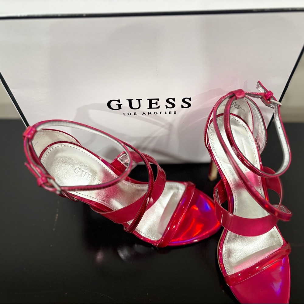 Guess Pink Metallic Heels Strappy Design - Picture 3 of 6